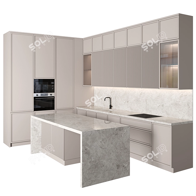  Modular Modern Kitchen Set 3D model image 1