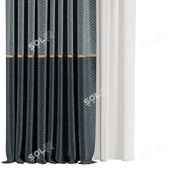 Modern Curtain Set M25 Dimensions 3D model image 2
