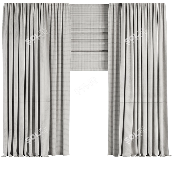 Modern Curtain Set M25 Dimensions 3D model image 3