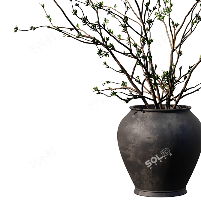 Modern Dry Branches Vase Decor 3D model image 2