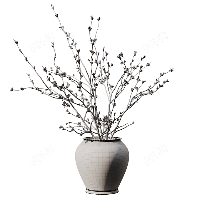 Modern Dry Branches Vase Decor 3D model image 4