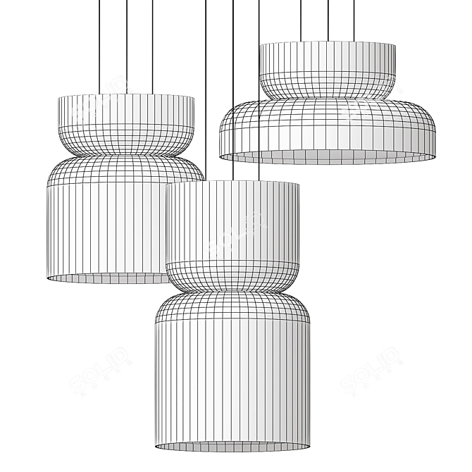 Sleek Totem LED Pendant Lights 3D model image 3