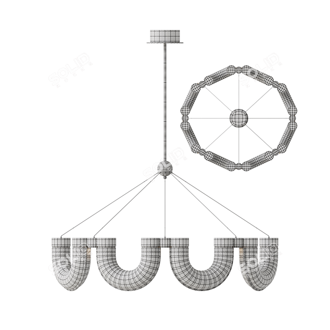 VenzeLamp Glass LED Chandelier 3D model image 5
