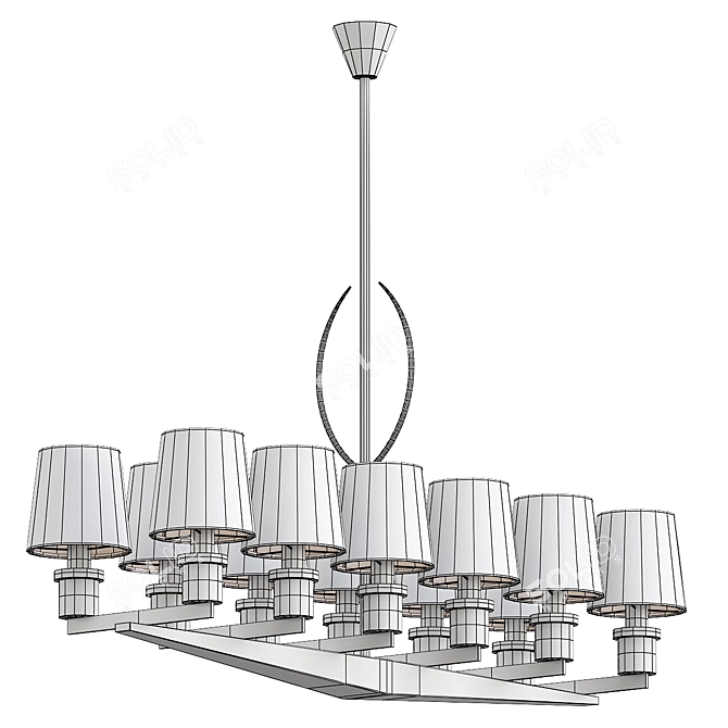 French 12 Chandelier Vintage Brass 3D model image 3