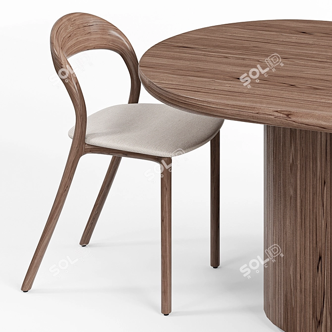 Contemporary Light Chair & Dining Table 3D model image 4