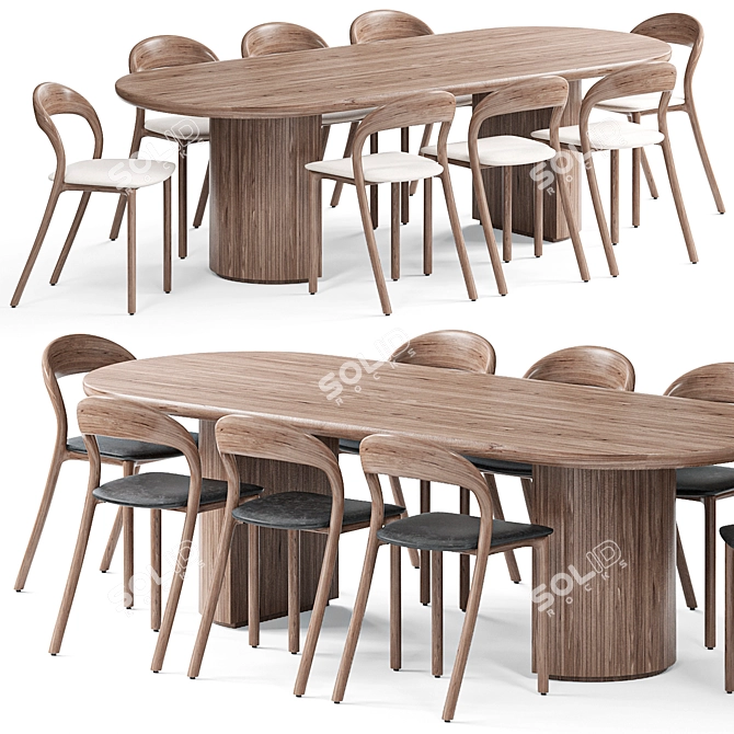 Contemporary Light Chair & Dining Table 3D model image 6