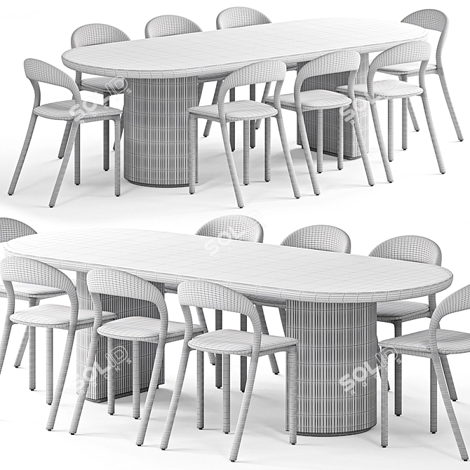 Contemporary Light Chair & Dining Table 3D model image 7