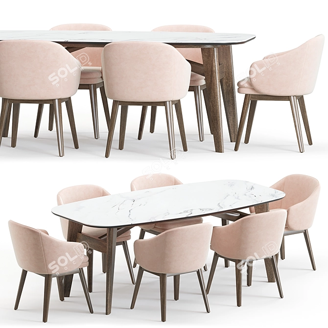 Modern Dining Set: Wayne & Abrey 3D model image 1