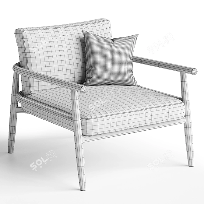 Elegant Teresa Fabric Armchair 3D model image 3