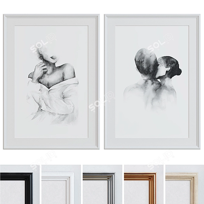  Modern Abstract Portrait Picture Frame Set 3D model image 1