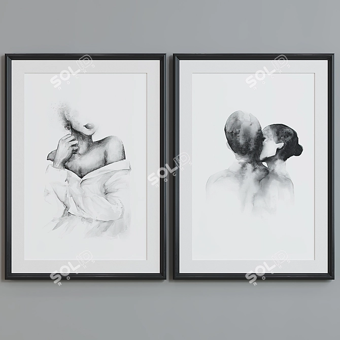  Modern Abstract Portrait Picture Frame Set 3D model image 2