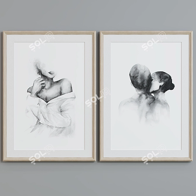  Modern Abstract Portrait Picture Frame Set 3D model image 3