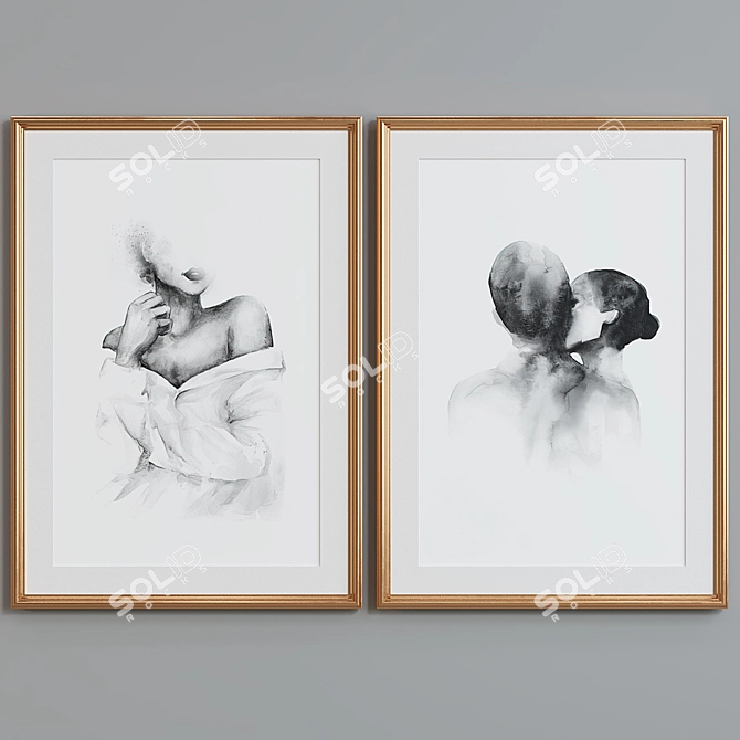  Modern Abstract Portrait Picture Frame Set 3D model image 4