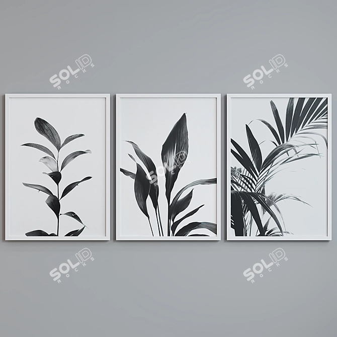 Modern Botanical Picture Frame Set 3D model image 2