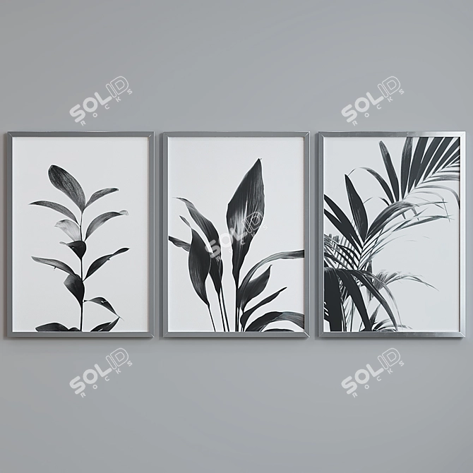 Modern Botanical Picture Frame Set 3D model image 3