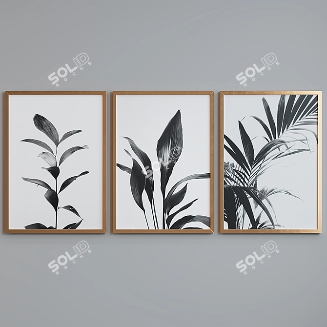 Modern Botanical Picture Frame Set 3D model image 4