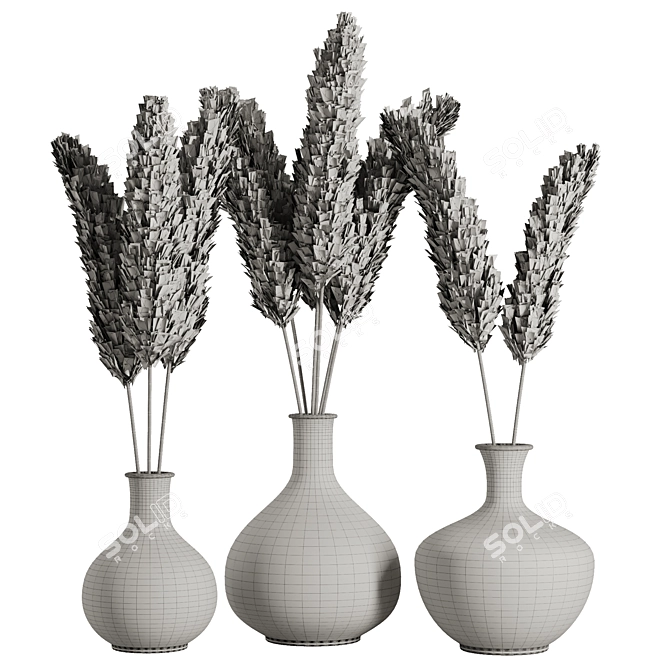 Elegant Pampas Glass Vase Display 3D model image 4