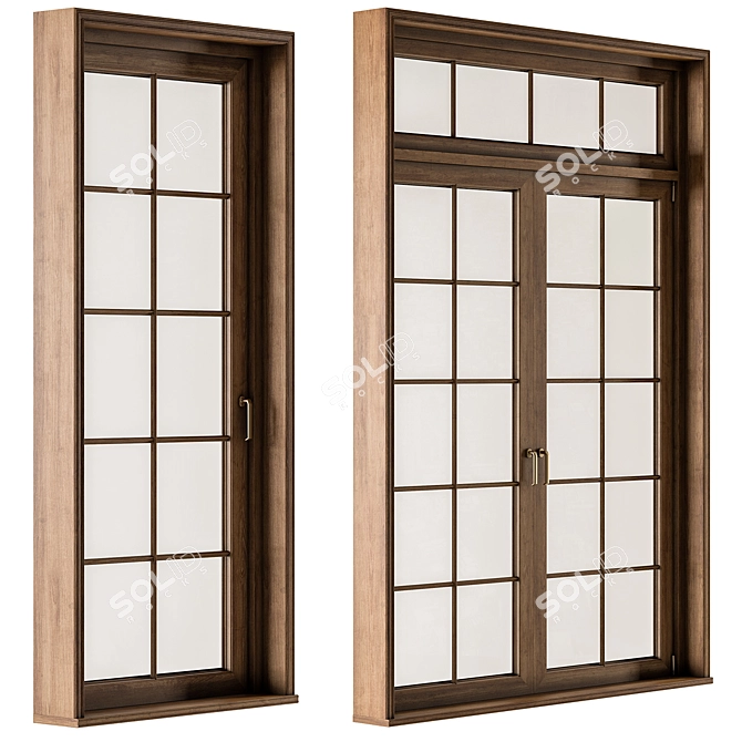 Timeless Wooden Windows Set 25 3D model image 5