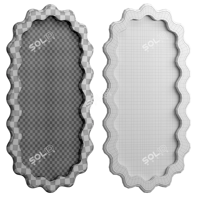 Modern MDF Wavy Wall Mirror 3D model image 2