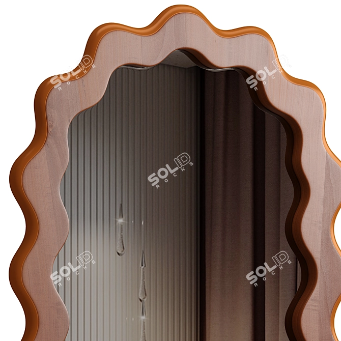 Modern MDF Wavy Wall Mirror 3D model image 3