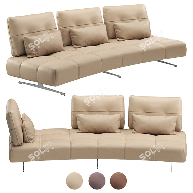 Modern Italian Sofa with Adjustable Backrest 3D model image 1