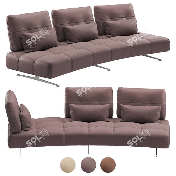 Modern Italian Sofa with Adjustable Backrest 3D model image 5