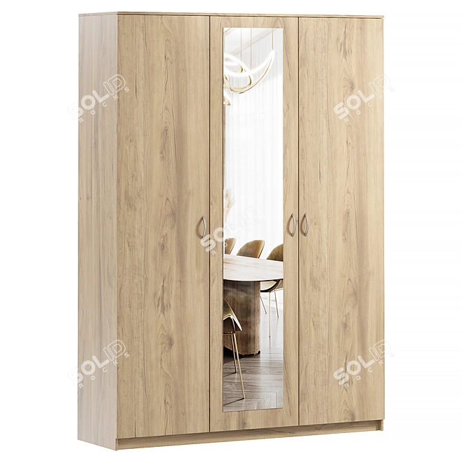 Light-3 Swing Wardrobe in Oak Sonoma 3D model image 1