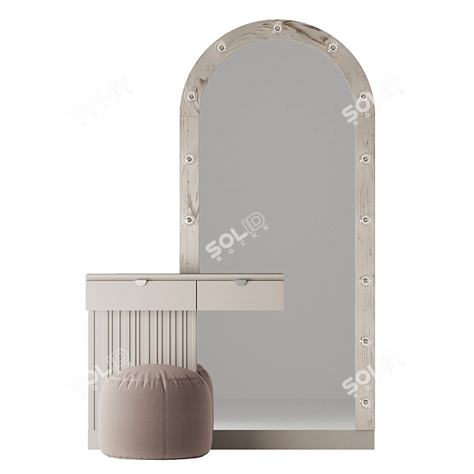 Illuminated Vanity Table with Arch Mirror 3D model image 1