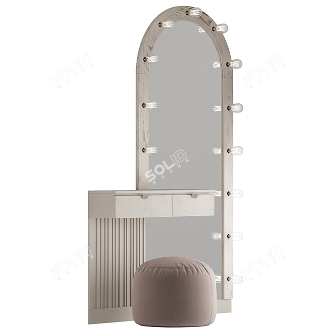 Illuminated Vanity Table with Arch Mirror 3D model image 2