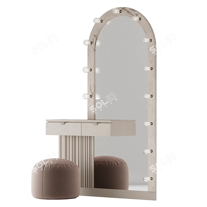 Illuminated Vanity Table with Arch Mirror 3D model image 3