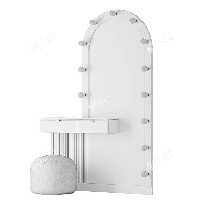 Illuminated Vanity Table with Arch Mirror 3D model image 7