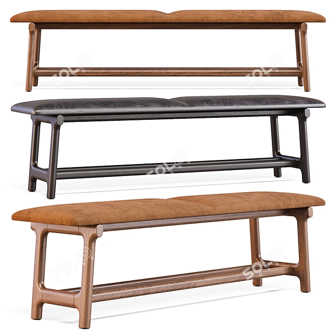 Fushimi Ash Wood Bench 3D model image 2