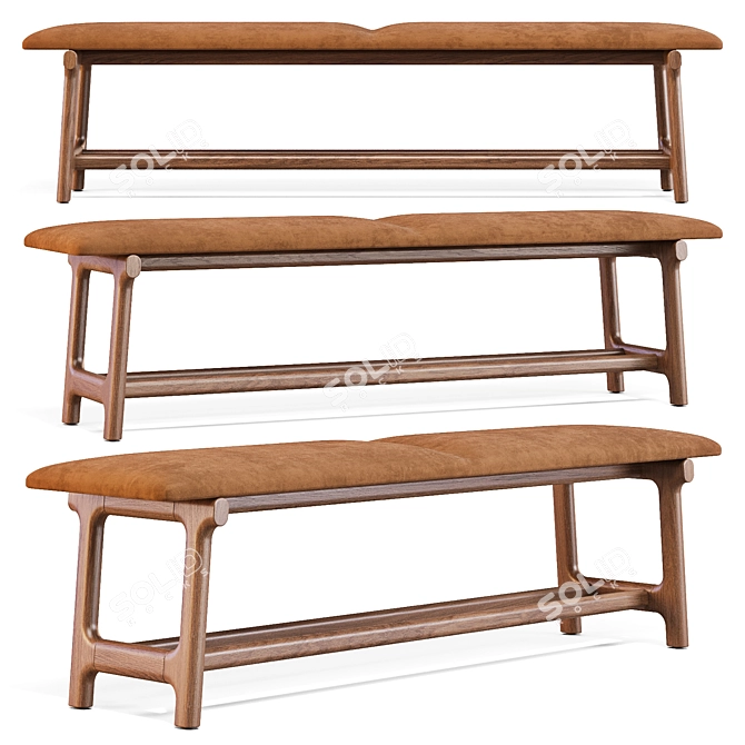 Fushimi Ash Wood Bench 3D model image 3