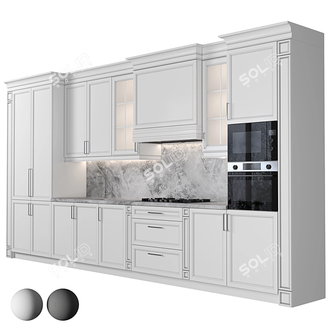 Luxury Kitchen Set, 4K Marble 3D model image 2