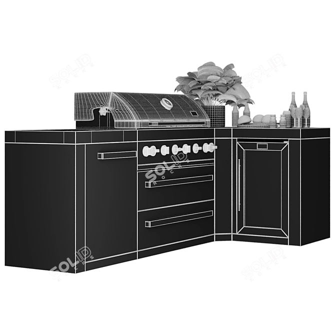 Luxury Outdoor Kitchen BBQ Kit 3D model image 5