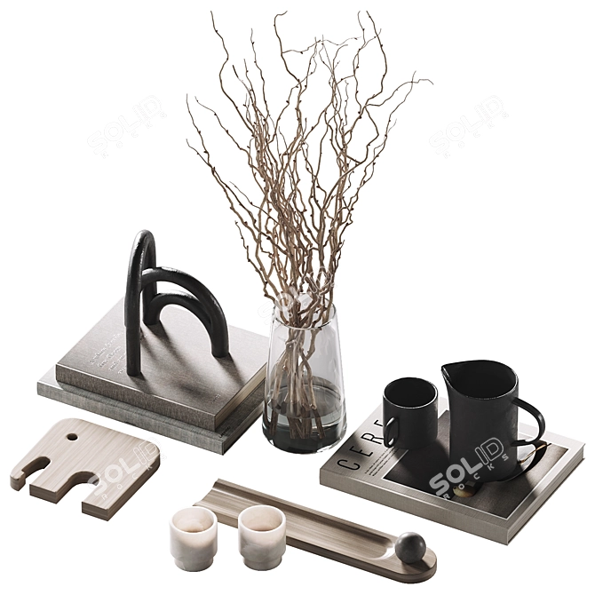 Luxury Coffee Table Decor Set 3D model image 1