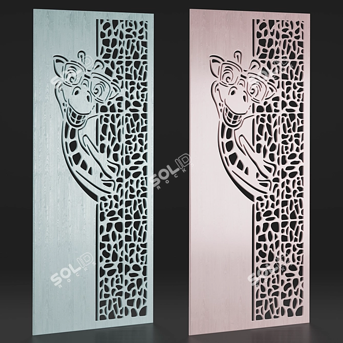 Giraffe-themed Kids' Room Panel 3D model image 1