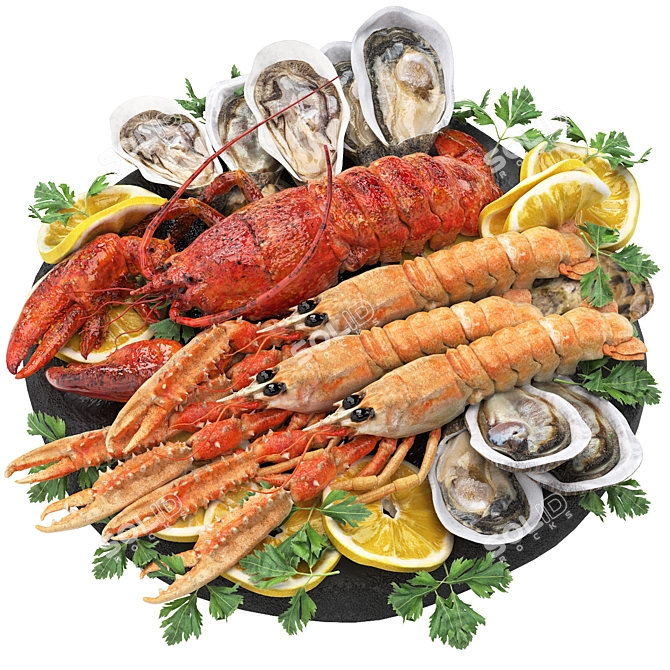 Luscious Seafood Platter 3D Model 3D model image 1