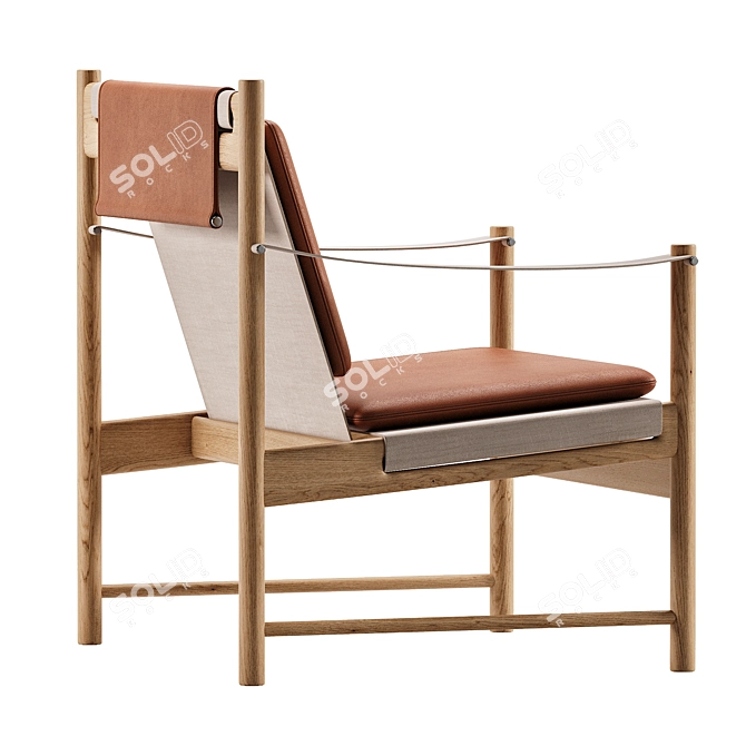 Modern Leather Lounge Chair 3D 3D model image 2