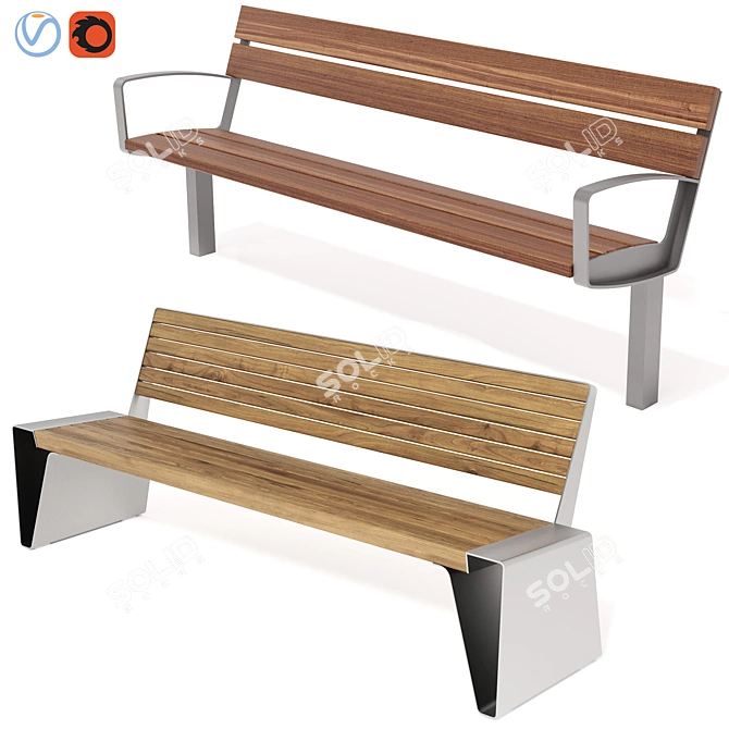 Contemporary Park Benches: Intervera & Radium 3D model image 1