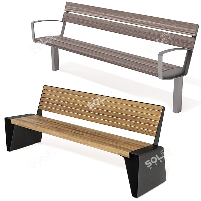 Contemporary Park Benches: Intervera & Radium 3D model image 2