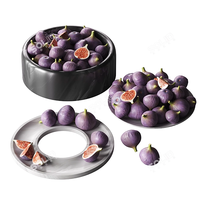 Figs Dishes Set with Opulent Design 3D model image 1