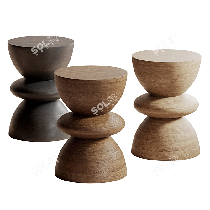 Modern Mango Wood Side Tables 3D model image 5