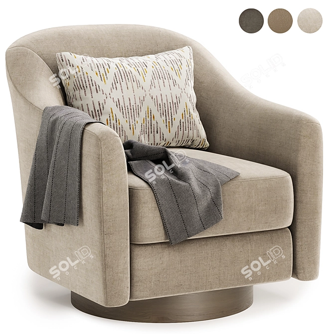 Chic Swivel Armchair in Fabric 3D model image 1