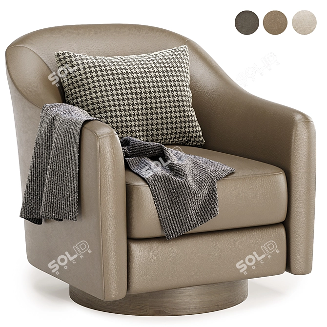 Chic Swivel Armchair in Fabric 3D model image 2
