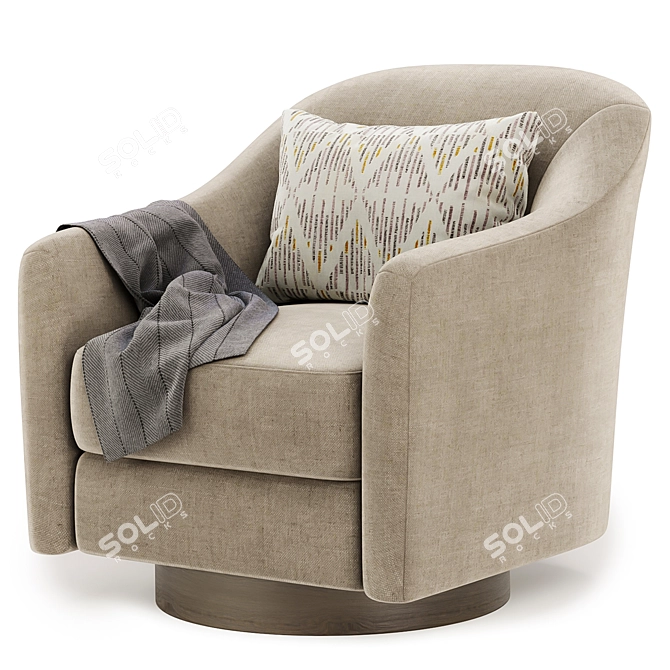 Chic Swivel Armchair in Fabric 3D model image 4