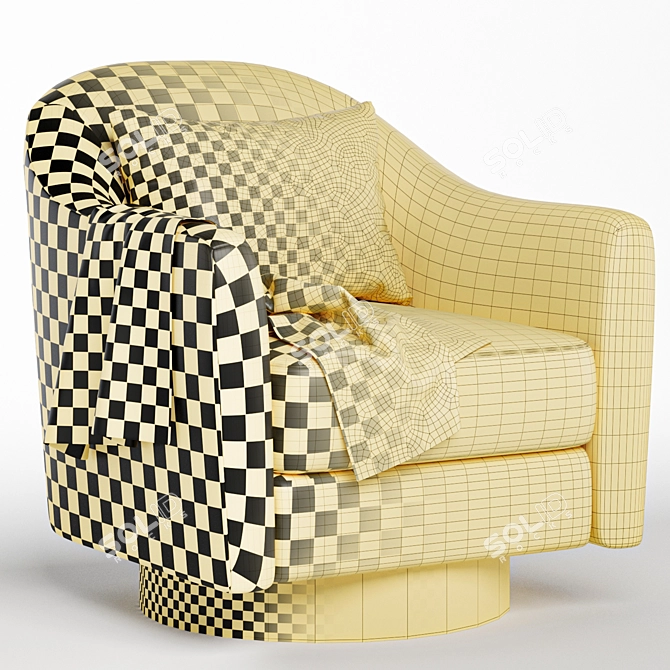 Chic Swivel Armchair in Fabric 3D model image 5