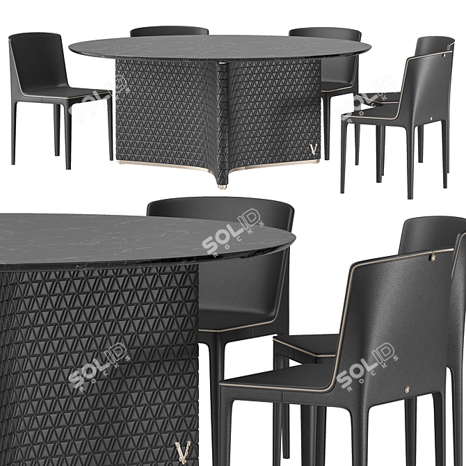 Luxury VERSACE Marble Dining Set 3D model image 1