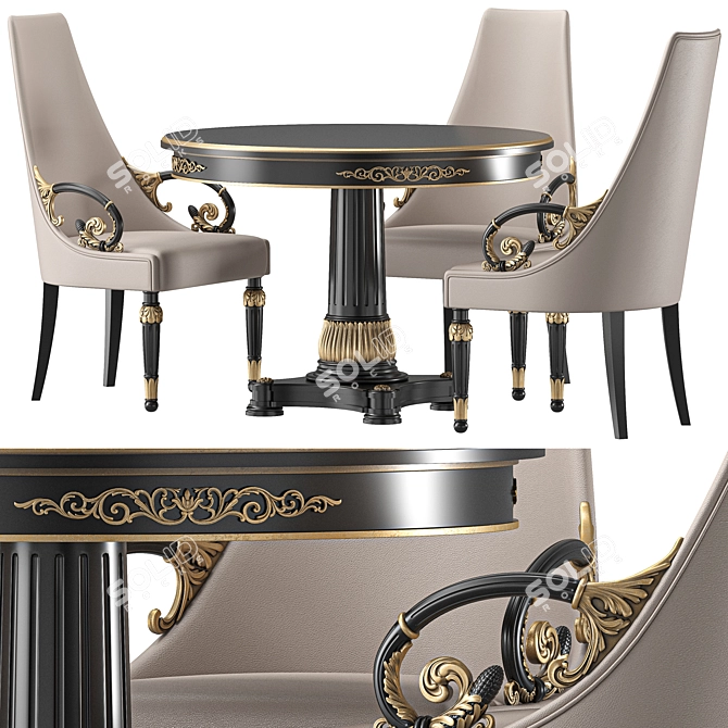 Versace Vanitas Round Dining Set 3D model image 1