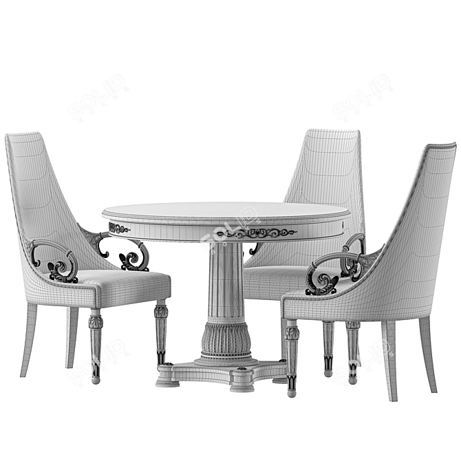Versace Vanitas Round Dining Set 3D model image 3